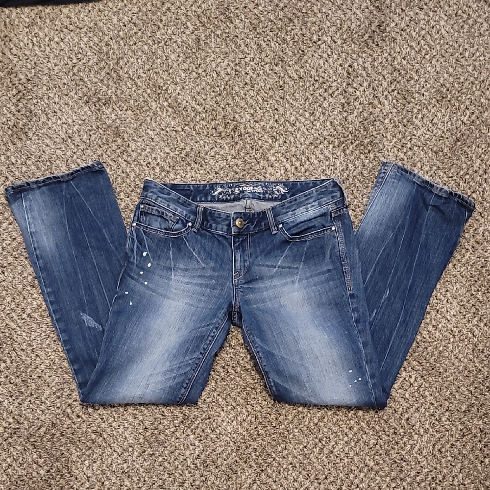 Express Distressed Paint-Spattered Jeans
